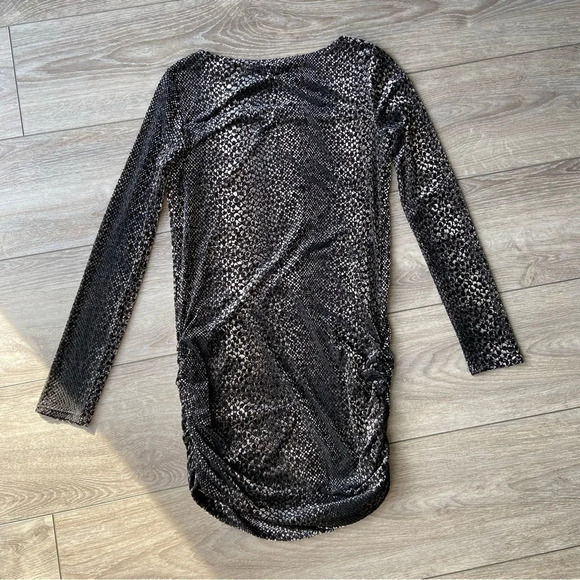RACHEL ROY Black Snakeskin Print Gathered Textured Dress - Picture 15 of 16